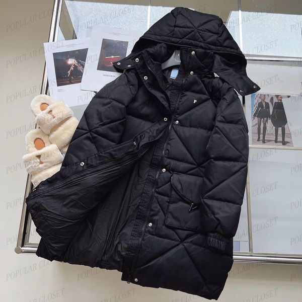 designer womens thicked parka coats mid length hooded downs jackets large casual warm winter outwear classic geometric stitching sml, Black
designer womens thicked parka coats mid length hooded downs jackets large casual warm winter outwear classic geometric stitching sml, Black