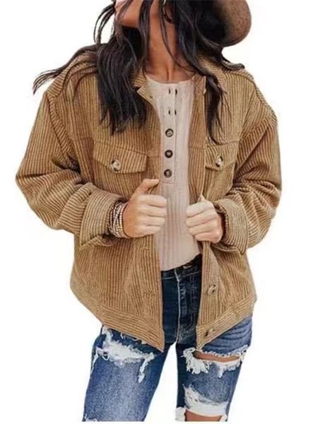 womens jackets autumn spring women long sleeved corduroy shirts lapel loose elegant solid windbreaker coats oversize manteau femme 230809, Black;brown
womens jackets autumn spring women long sleeved corduroy shirts lapel loose elegant solid windbreaker coats oversize manteau femme 230809, Black;brown
