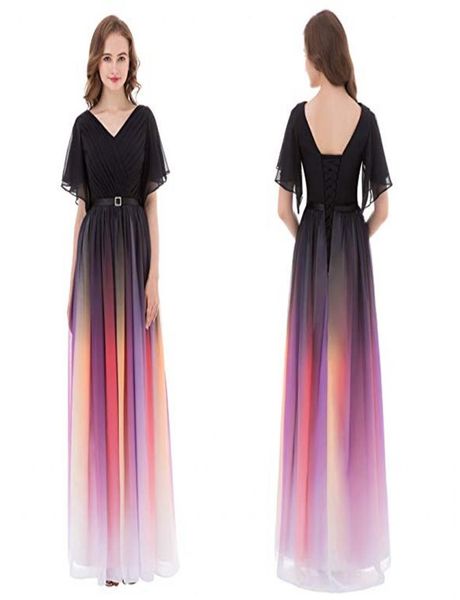real image 2019 gradient color chiffon prom dresses v neck cape sleeve a line lace up formal occasion evening dresses sd4124402313, Black
real image 2019 gradient color chiffon prom dresses v neck cape sleeve a line lace up formal occasion evening dresses sd4124402313, Black