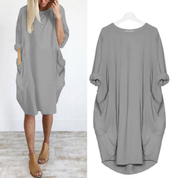 women oversized dresses long sleeve solid tunic dress plus size pullover shirt dress baggy pockets midi s5xl6280277, Black;gray
women oversized dresses long sleeve solid tunic dress plus size pullover shirt dress baggy pockets midi s5xl6280277, Black;gray