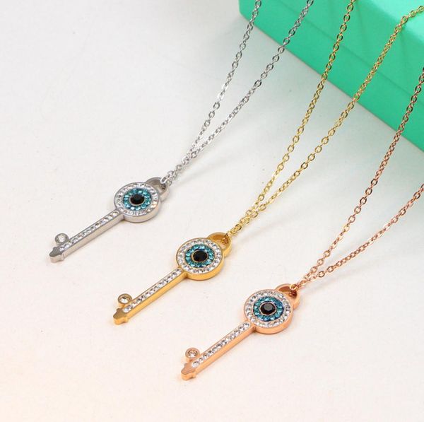 rose gold color blue austrian crystal evil eye key pendant necklace stainless steel women jewelry6927064, Silver
rose gold color blue austrian crystal evil eye key pendant necklace stainless steel women jewelry6927064, Silver