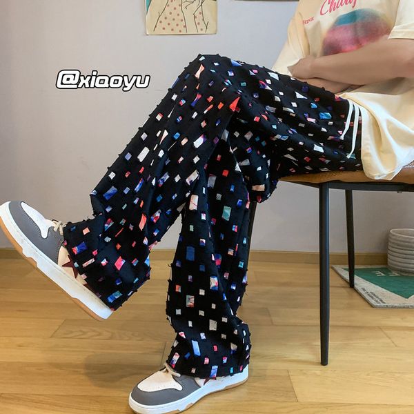 mens pants hollow out men fashion casual color plaid streetwear hiphop loose straight black white trousers 230810
mens pants hollow out men fashion casual color plaid streetwear hiphop loose straight black white trousers 230810