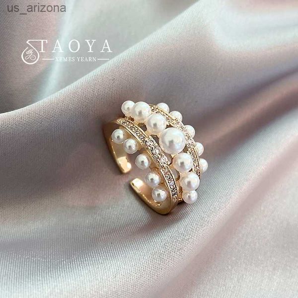 2023 new exquisite pearl zircon gold color open rings wedding party women's fashion jewelry luxury finger accessories for girls l230620, Silver
2023 new exquisite pearl zircon gold color open rings wedding party women's fashion jewelry luxury finger accessories for girls l230620, Silver