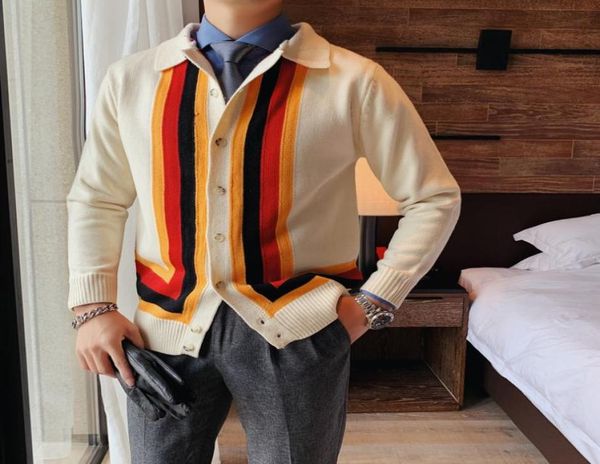 men039s sweaters sweater coats fashion 2021 long sleeve striped cardigan men all match turn down collar slim fit p4830921, White;black
men039s sweaters sweater coats fashion 2021 long sleeve striped cardigan men all match turn down collar slim fit p4830921, White;black