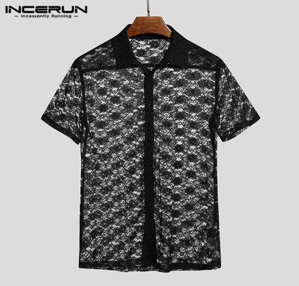 incerun summer men lace shirt solid color transparent short sleeve lapel party nightclub shirts men casual slim mesh camisa 20209170838, White;black
incerun summer men lace shirt solid color transparent short sleeve lapel party nightclub shirts men casual slim mesh camisa 20209170838, White;black