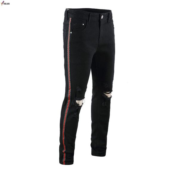 new knee hole slim distressed jeans men ripped tore up streetwear hiphop trousers clothes for men slim stripe pencil pants7974029, Blue
new knee hole slim distressed jeans men ripped tore up streetwear hiphop trousers clothes for men slim stripe pencil pants7974029, Blue