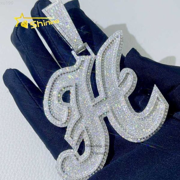 3" tall iced out white gold letter necklace chain hip hop custom moissanite name pendant, Silver
3" tall iced out white gold letter necklace chain hip hop custom moissanite name pendant, Silver