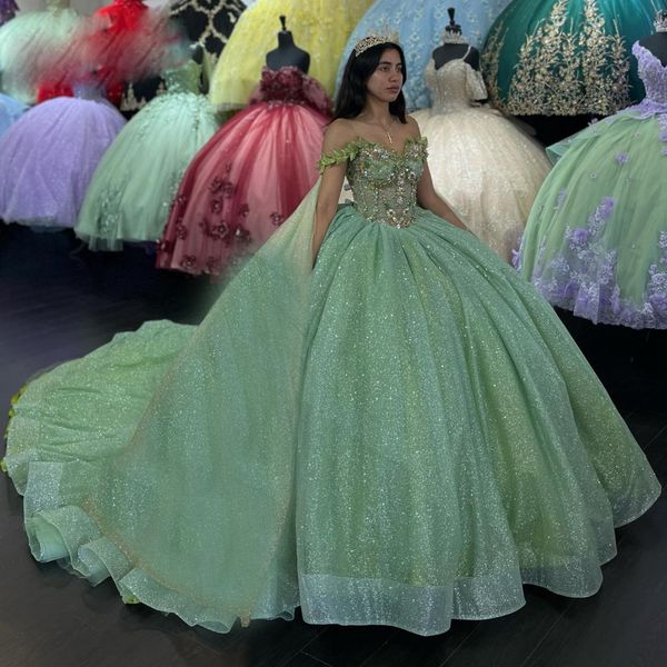 sparkly green glitter quinceanera dresses v neck crystal ball gown sweet 15 prom party gown sequin princess vestido de quinceanera dress, Blue;red
sparkly green glitter quinceanera dresses v neck crystal ball gown sweet 15 prom party gown sequin princess vestido de quinceanera dress, Blue;red