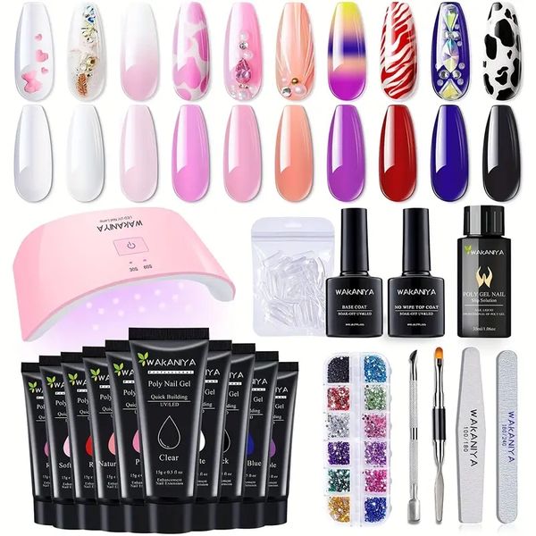 complete nail art kit for beginners - long lasting gel nail extension, uv lamp nail dryer, 3d rhinestones, nail file, cuticle nipper & pushe
complete nail art kit for beginners - long lasting gel nail extension, uv lamp nail dryer, 3d rhinestones, nail file, cuticle nipper & pushe