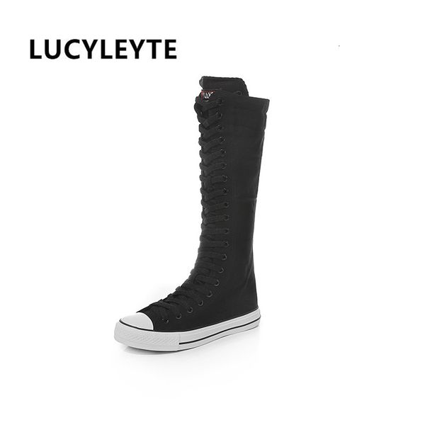 boots fashion 3colors women's canvas boots lace zipper knee high boots flat shoes casual high help punk shoes girls 230809, Black
boots fashion 3colors women's canvas boots lace zipper knee high boots flat shoes casual high help punk shoes girls 230809, Black