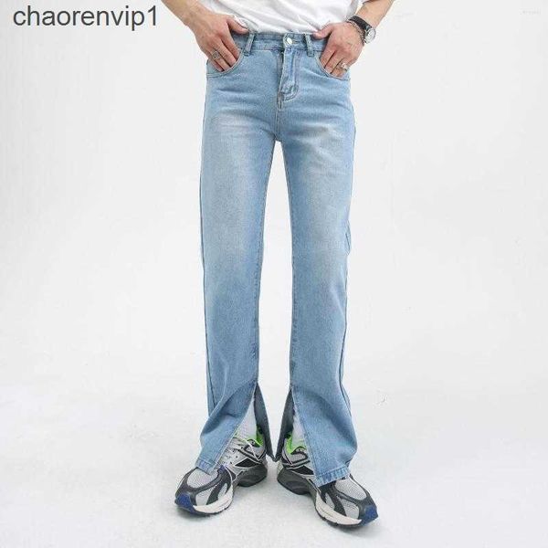 men's jeans for men korean streetwear fashion hem split design straight casual denim pants male vintage jean trousers, Blue
men's jeans for men korean streetwear fashion hem split design straight casual denim pants male vintage jean trousers, Blue