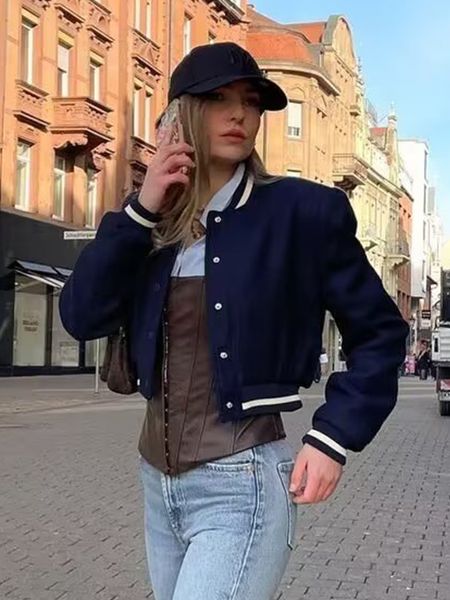 womens jackets zack rain women jacket vintage solid oneck baseball casual pocket panelled high street female chic short outwear 230810, Black;brown
womens jackets zack rain women jacket vintage solid oneck baseball casual pocket panelled high street female chic short outwear 230810, Black;brown