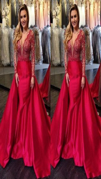 fashion 2019 red satin mermaid overskirts evening dresses with detachable train turkey lace long sleeve prom gowns v neck formal p8775659, Black;red
fashion 2019 red satin mermaid overskirts evening dresses with detachable train turkey lace long sleeve prom gowns v neck formal p8775659, Black;red