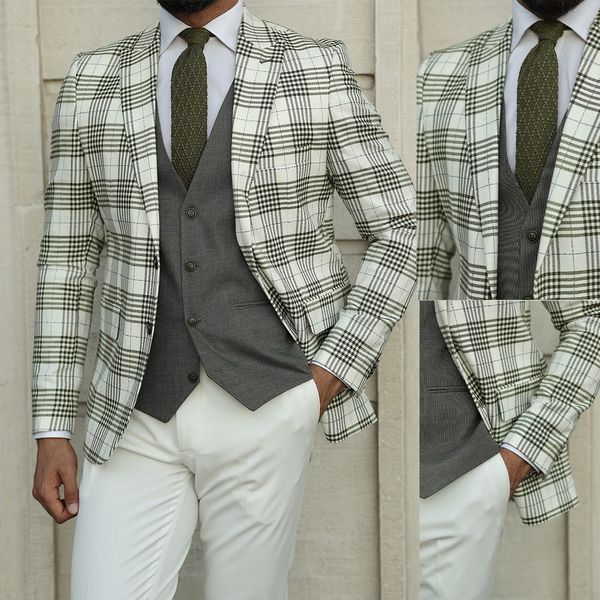 plaid men wedding tuxedos slim fit peaked lapel groom wear business office suits costume homme 3 pieces jacket+pants+vest, Black;gray
plaid men wedding tuxedos slim fit peaked lapel groom wear business office suits costume homme 3 pieces jacket+pants+vest, Black;gray