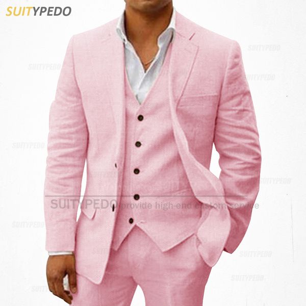 men's suits blazers stylish pink suit for men linen blazer vest pants 3 pcs wedding groom or groomsman slim fit outfit birthday prom cl, White;black
men's suits blazers stylish pink suit for men linen blazer vest pants 3 pcs wedding groom or groomsman slim fit outfit birthday prom cl, White;black