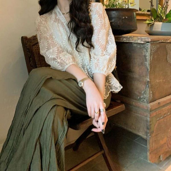 milky white see blouses through embroidery temperament short high end lace shirt design sense niche
milky white see blouses through embroidery temperament short high end lace shirt design sense niche