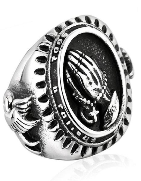 men fashion vintage 316l stainless steel blessed virgin mary pray hand religious ring lucky power the praying hands rings silver 3744579
men fashion vintage 316l stainless steel blessed virgin mary pray hand religious ring lucky power the praying hands rings silver 3744579