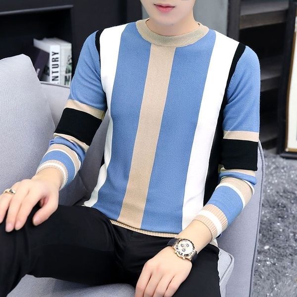 men s sweaters casual fashion o neck printed knitted striped sweater clothing autumn loose korean pullovers all match warm 230809, White;black
men s sweaters casual fashion o neck printed knitted striped sweater clothing autumn loose korean pullovers all match warm 230809, White;black