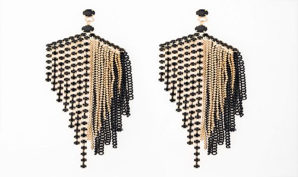 new design large black tassel earrings for women fashion rhinestone drop earrings wedding jewelry gifts e0542210832, Silver
new design large black tassel earrings for women fashion rhinestone drop earrings wedding jewelry gifts e0542210832, Silver
