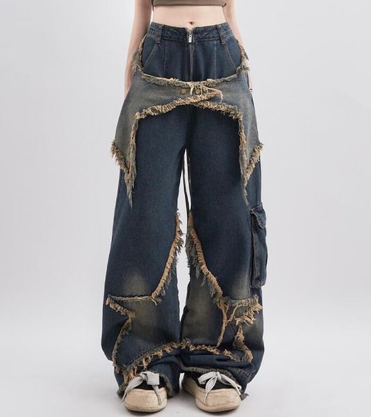 women blue jeans contrasting colors high waist american street wide leg pants fashion hip hop vintage straight autumn trousers
women blue jeans contrasting colors high waist american street wide leg pants fashion hip hop vintage straight autumn trousers