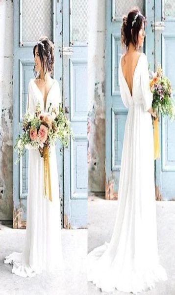 casual beach wedding dresses half sleeve deep v neck bakcless chiffon floor length bridal gowns vestidos de noiva custom size316885627677, White
casual beach wedding dresses half sleeve deep v neck bakcless chiffon floor length bridal gowns vestidos de noiva custom size316885627677, White