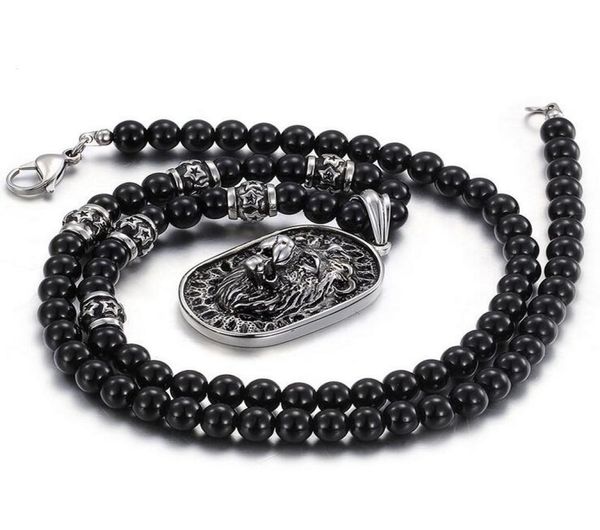 punk black glass bead link chain lion pendant necklace men women black rhinestones gold silver 316l stainless steel animal sweater3132786
punk black glass bead link chain lion pendant necklace men women black rhinestones gold silver 316l stainless steel animal sweater3132786