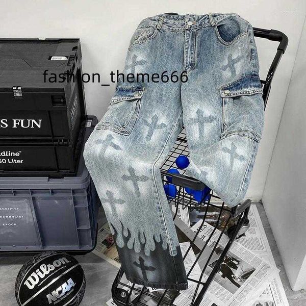 men's jeans punk denim pants flame cross print color block baggy male straight trousers multi-pockets autumn winter, Blue
men's jeans punk denim pants flame cross print color block baggy male straight trousers multi-pockets autumn winter, Blue