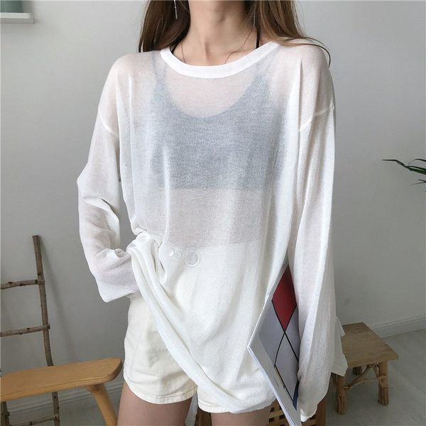 women's t shirt summer thin ice silk long sleeve t shirt o neck loose versatile youth pullovers simplicity casual women clothing 23080, White
women's t shirt summer thin ice silk long sleeve t shirt o neck loose versatile youth pullovers simplicity casual women clothing 23080, White
