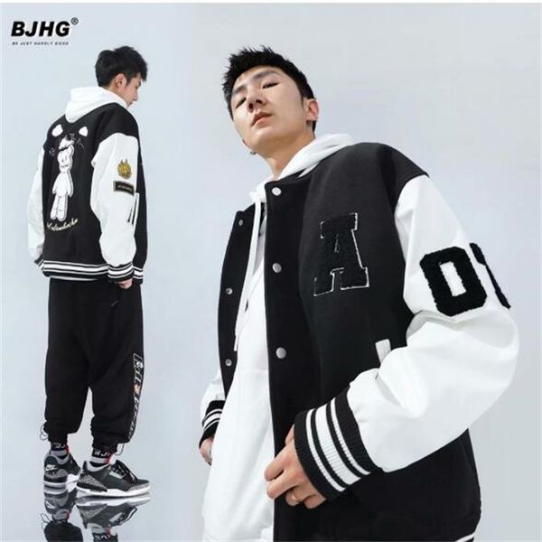 classic oversize loose baseball jacket leather sleeve spring autumn women's coat men's varsity bomber cardigan outerwear sportswea, Black;brown 
classic oversize loose baseball jacket leather sleeve spring autumn women's coat men's varsity bomber cardigan outerwear sportswea, Black;brown