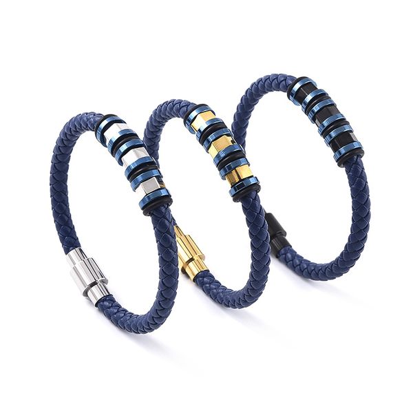 fashion braid blue leather stainless steel charm bracelet jewelry for men gift, White
fashion braid blue leather stainless steel charm bracelet jewelry for men gift, White