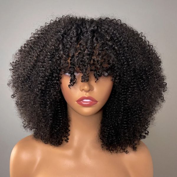 Kinky Curly Wigs with Bangs 200% Density Brazilian Remy Human Hair Full Machine Made Wigs Short Afro Curly Wigs for Women, Black
Kinky Curly Wigs with Bangs 200% Density Brazilian Remy Human Hair Full Machine Made Wigs Short Afro Curly Wigs for Women, Black
