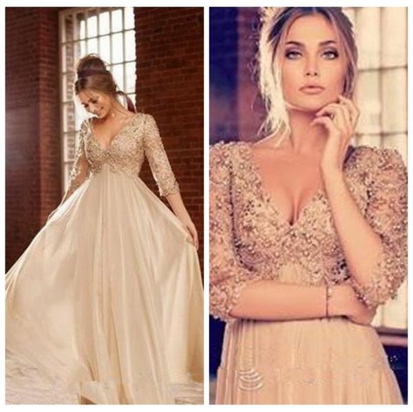2018 formal evening dresses gold champagne chiffon prom party gowns with 34 long sleeves with crystal arabic vneck celebri4271449, Black
2018 formal evening dresses gold champagne chiffon prom party gowns with 34 long sleeves with crystal arabic vneck celebri4271449, Black
