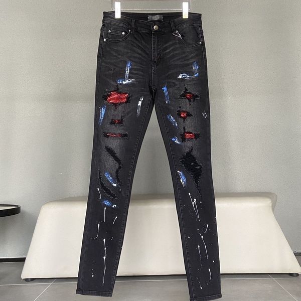 mens jeans streetwear fashion men black pink pleated patch distressed slim fit for embroidery blue denim pants 230809
mens jeans streetwear fashion men black pink pleated patch distressed slim fit for embroidery blue denim pants 230809