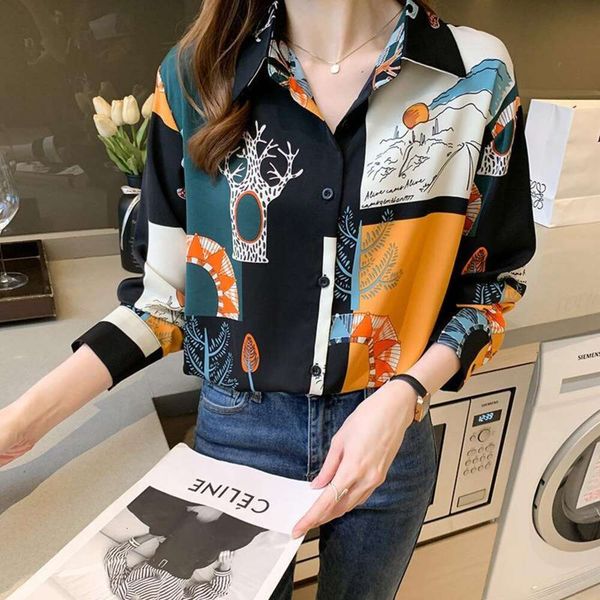 print shirt for women design sense niche autumn all matching chiffon long sleeved, White
print shirt for women design sense niche autumn all matching chiffon long sleeved, White