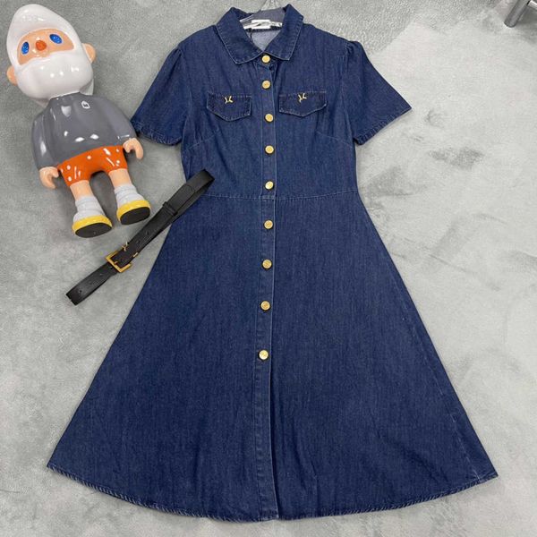 autumn denim dress women designer clothing girl lapel dresses size s-l gold single breasted denim skirt aug04, Black;gray
autumn denim dress women designer clothing girl lapel dresses size s-l gold single breasted denim skirt aug04, Black;gray