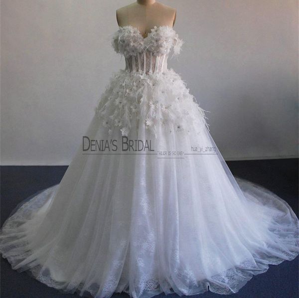 2017 ball gown wedding dresses with off shoulder ostrich feathers beaded 3d handmand flowers sheer boned bodice tulle bridal gowns5173153, White
2017 ball gown wedding dresses with off shoulder ostrich feathers beaded 3d handmand flowers sheer boned bodice tulle bridal gowns5173153, White