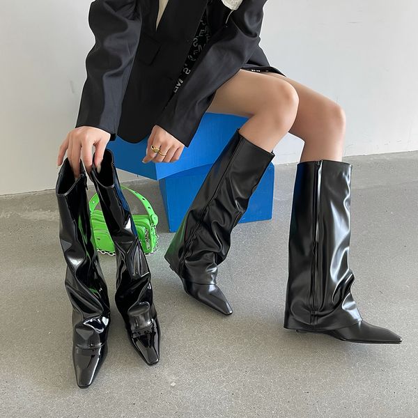 boots pointed toe women winter 2023 arrivals knee high western botas black patent leather side zipper knight 39 230810
boots pointed toe women winter 2023 arrivals knee high western botas black patent leather side zipper knight 39 230810