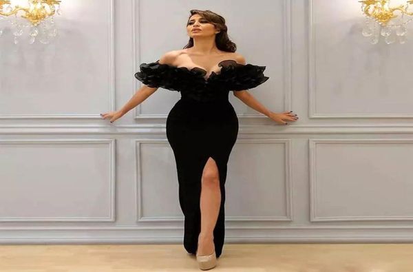 stylish ruffled offshoulder prom dresses front split black mermaid evening dresses satin floor length celebrity party 9065596, Black;red
stylish ruffled offshoulder prom dresses front split black mermaid evening dresses satin floor length celebrity party 9065596, Black;red