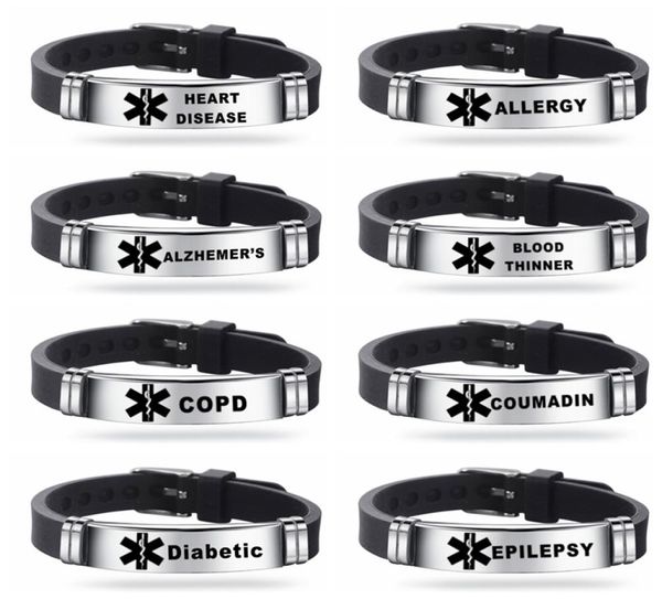 stainless steel engravable bracelet medical alert id bracelets diabetes epilepsy alzheimer039s allergy women men silicone brace7150801, Golden;silver
stainless steel engravable bracelet medical alert id bracelets diabetes epilepsy alzheimer039s allergy women men silicone brace7150801, Golden;silver