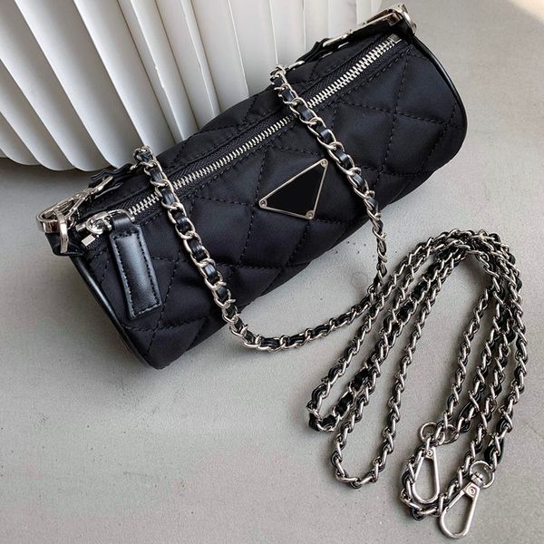 waterproof re-nylon women designer zipper cylinder bag enameled triangle metal silver removable matelasse chain crossbody shoulder handbag f
waterproof re-nylon women designer zipper cylinder bag enameled triangle metal silver removable matelasse chain crossbody shoulder handbag f
