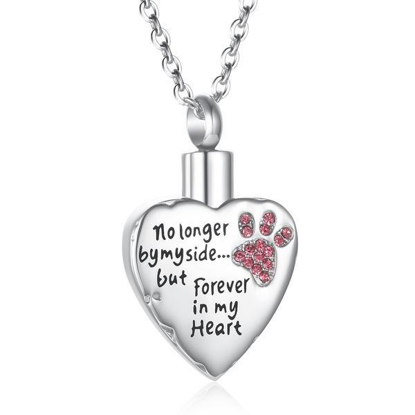 fashion pet cremation jewelry for ashes stainess steel crystal heart keepsake ashes necklace dog cat paw memorial urn pendant for women men, Silver
fashion pet cremation jewelry for ashes stainess steel crystal heart keepsake ashes necklace dog cat paw memorial urn pendant for women men, Silver