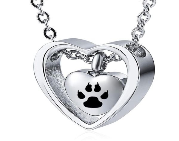 silver stainless steel double heart cremation paw print necklace for pet ashes keepsake memorial urn jewelry6704692
silver stainless steel double heart cremation paw print necklace for pet ashes keepsake memorial urn jewelry6704692
