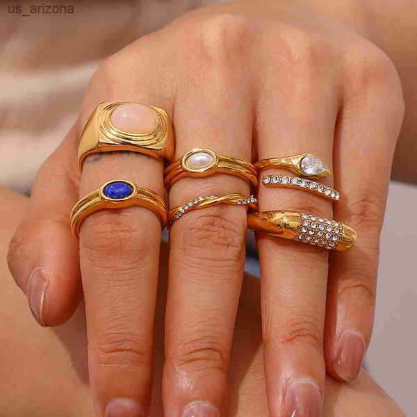 2023 holiday luxury rings collection stainless steel gold plated natural semi-precious stone rings for ladies statement jewelry l230620, Silver
2023 holiday luxury rings collection stainless steel gold plated natural semi-precious stone rings for ladies statement jewelry l230620, Silver