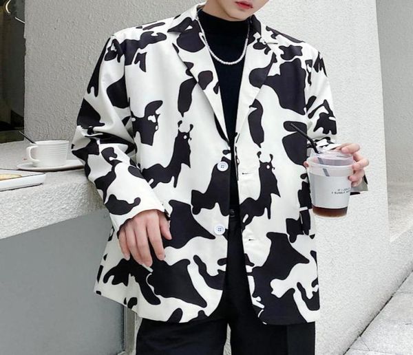 autumn men vintage black white print casual suit blazers coat male streetwear hip hop cow printed loose overcoat men039s suits 9449239, White;black
autumn men vintage black white print casual suit blazers coat male streetwear hip hop cow printed loose overcoat men039s suits 9449239, White;black