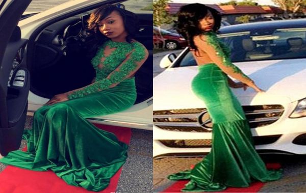 long sleeves velvet green prom dresses see through sheer jewel neck appliqued beaded court train split evening party gowns ba6015409, Black
long sleeves velvet green prom dresses see through sheer jewel neck appliqued beaded court train split evening party gowns ba6015409, Black