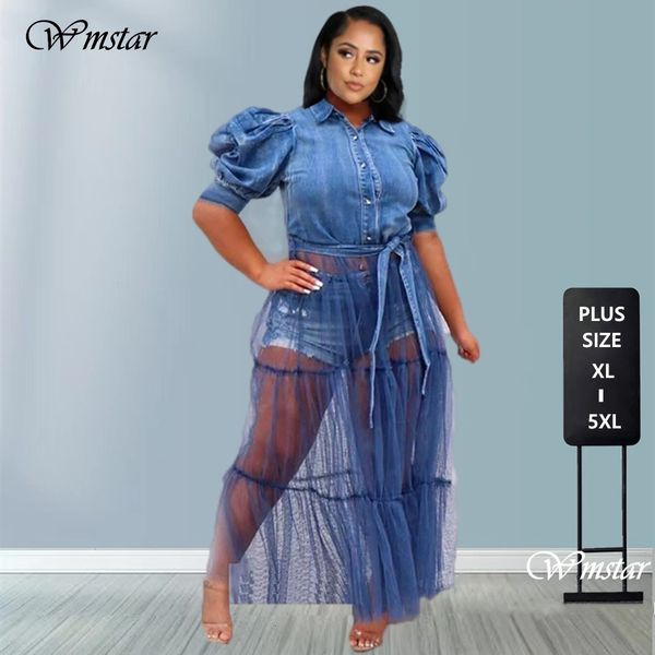 plus size dresses wmstar women's dress size xl 5xl mesh patchwork puff sleeve ladies shirt maxi denim jeans wholesale drop 230809, Black
plus size dresses wmstar women's dress size xl 5xl mesh patchwork puff sleeve ladies shirt maxi denim jeans wholesale drop 230809, Black