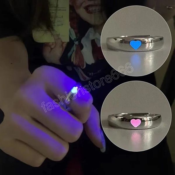 luminous love heart finger ring glow in dark fashion adjustable couples rings silver color pink blue light jewelry lover gift
luminous love heart finger ring glow in dark fashion adjustable couples rings silver color pink blue light jewelry lover gift