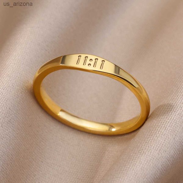 11 11 angel number rings for women gold plated lucky stainless steel ring vintage wedding aesthetic jewerly gift anillos mujer l230620, Silver
11 11 angel number rings for women gold plated lucky stainless steel ring vintage wedding aesthetic jewerly gift anillos mujer l230620, Silver
