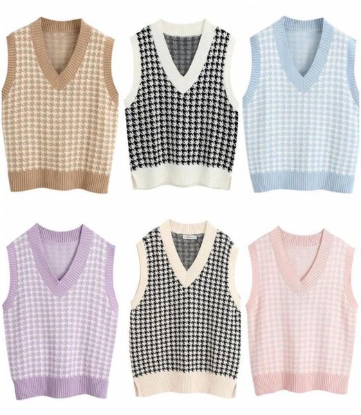 fashion plaid oversized houndstooth knitted vest sweater for women girls vintage sleeveless side vents female waistcoat chic 9438785, White;black
fashion plaid oversized houndstooth knitted vest sweater for women girls vintage sleeveless side vents female waistcoat chic 9438785, White;black