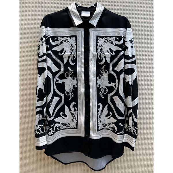 8.10 temperament vintage print single breasted loose comfortable women's blouses & shirts, White
8.10 temperament vintage print single breasted loose comfortable women's blouses & shirts, White